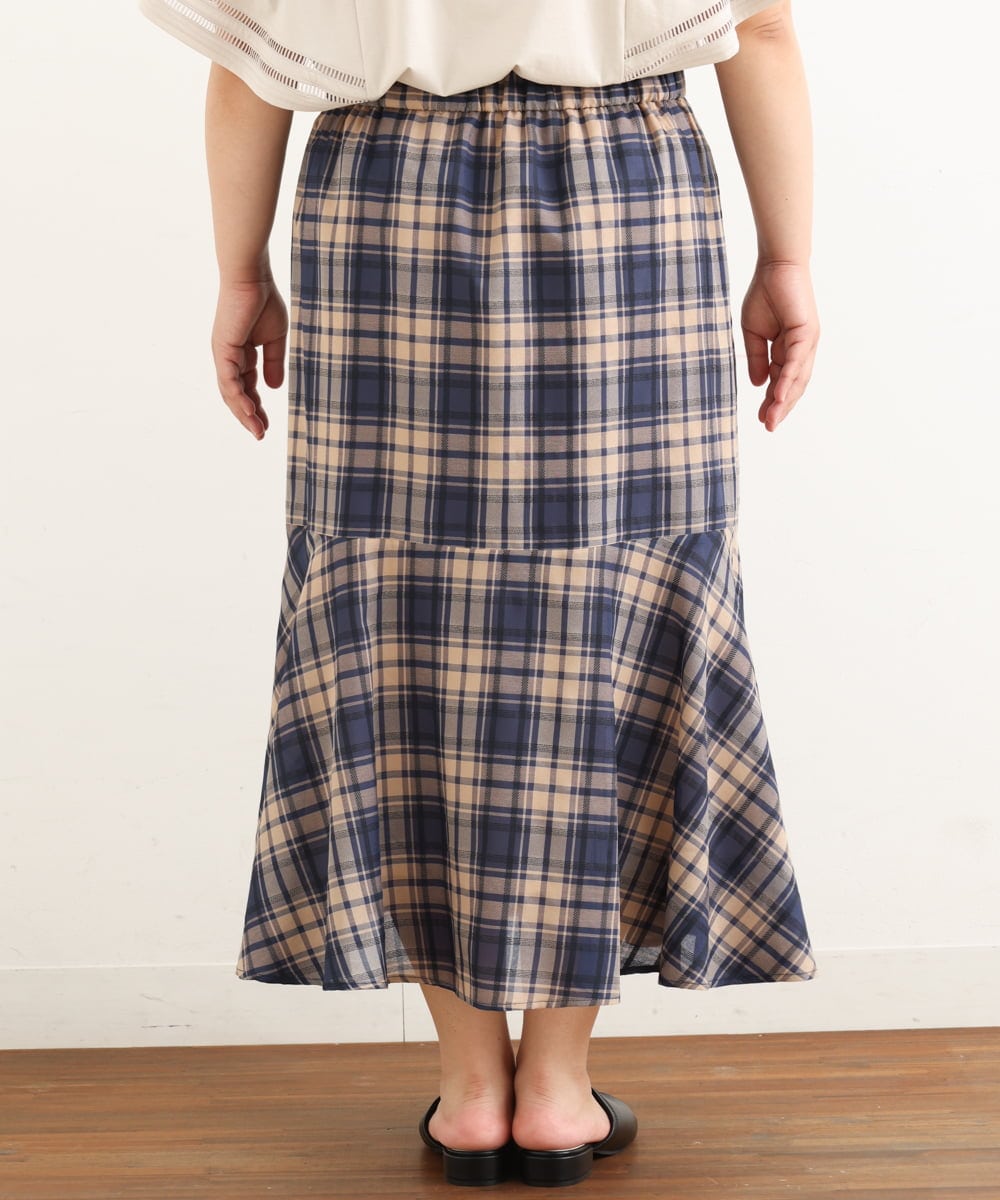 OLHIP14080 eur3(エウルキューブ) 【大きいサイズ/a.v.v×eur3】チェック柄マーメイドスカート ネイビー(57)