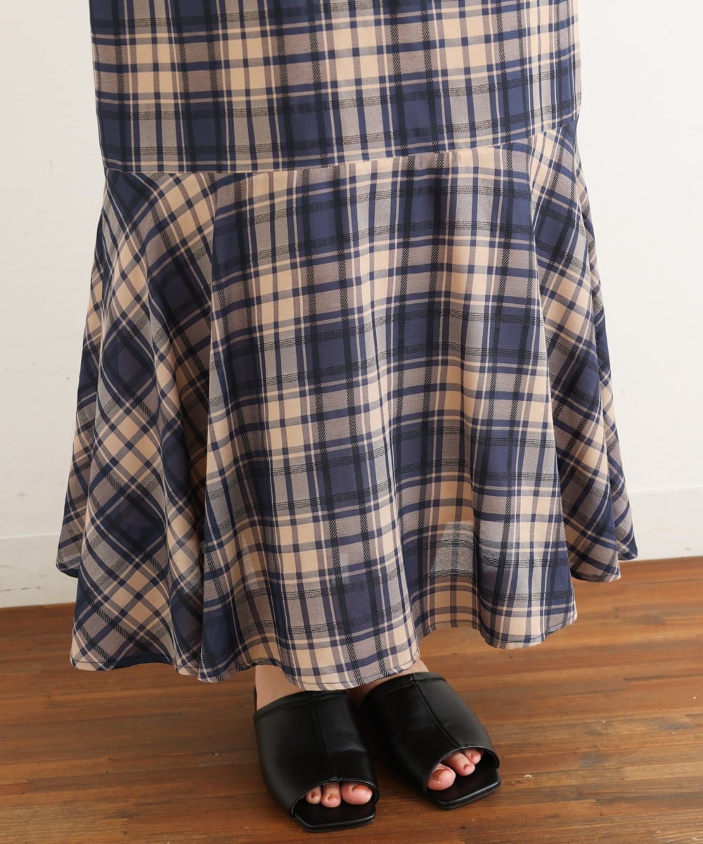 OLHIP14080 eur3(エウルキューブ) 【大きいサイズ/a.v.v×eur3】チェック柄マーメイドスカート ネイビー(57)