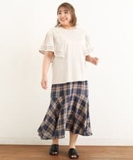 OLHIP14080 eur3(エウルキューブ) 【大きいサイズ/a.v.v×eur3】チェック柄マーメイドスカート ネイビー(57)