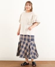 OLHIP14080 eur3(エウルキューブ) 【大きいサイズ/a.v.v×eur3】チェック柄マーメイドスカート ネイビー(57)