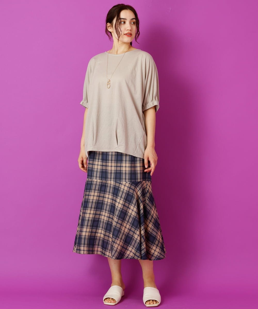 OLHIP14080 eur3(エウルキューブ) 【大きいサイズ/a.v.v×eur3】チェック柄マーメイドスカート ネイビー(57)