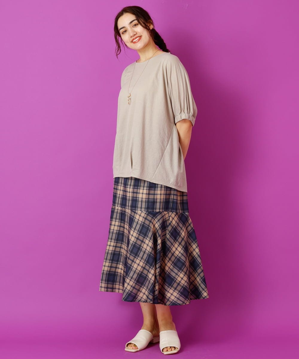 OLHIP14080 eur3(エウルキューブ) 【大きいサイズ/a.v.v×eur3】チェック柄マーメイドスカート ネイビー(57)