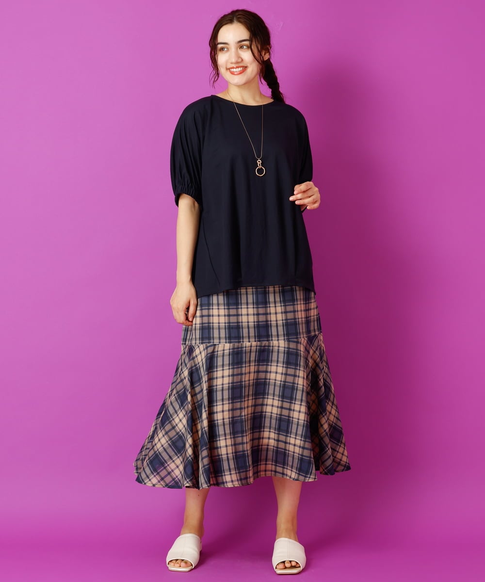 OLHIP14080 eur3(エウルキューブ) 【大きいサイズ/a.v.v×eur3】チェック柄マーメイドスカート ネイビー(57)