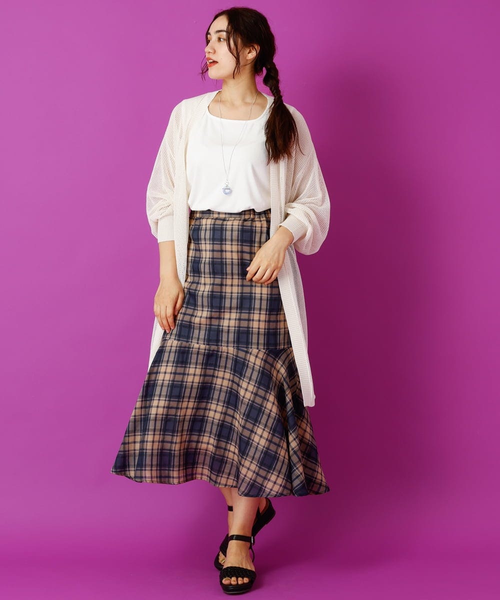 OLHIP14080 eur3(エウルキューブ) 【大きいサイズ/a.v.v×eur3】チェック柄マーメイドスカート ネイビー(57)