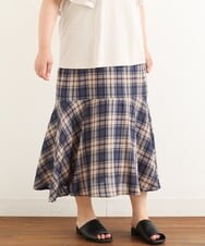 OLHIP14080 eur3(エウルキューブ) 【大きいサイズ/a.v.v×eur3】チェック柄マーメイドスカート ネイビー(57)