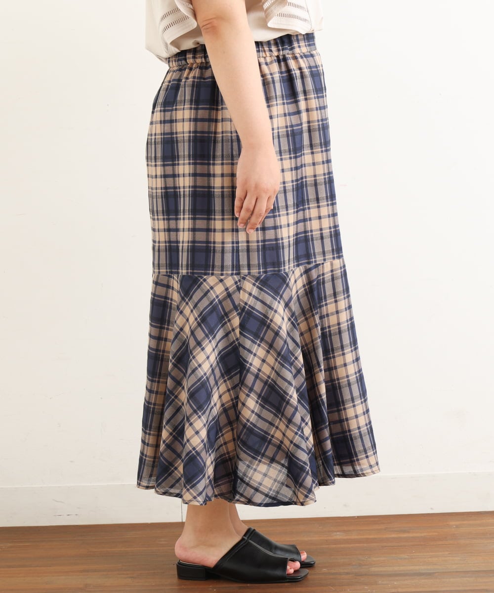 OLHIP14080 eur3(エウルキューブ) 【大きいサイズ/a.v.v×eur3】チェック柄マーメイドスカート ネイビー(57)