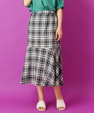 OLHIP14080 eur3(エウルキューブ) 【大きいサイズ/a.v.v×eur3】チェック柄マーメイドスカート ブラック(94)