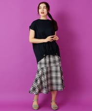 OLHIP14080 eur3(エウルキューブ) 【大きいサイズ/a.v.v×eur3】チェック柄マーメイドスカート ブラック(94)