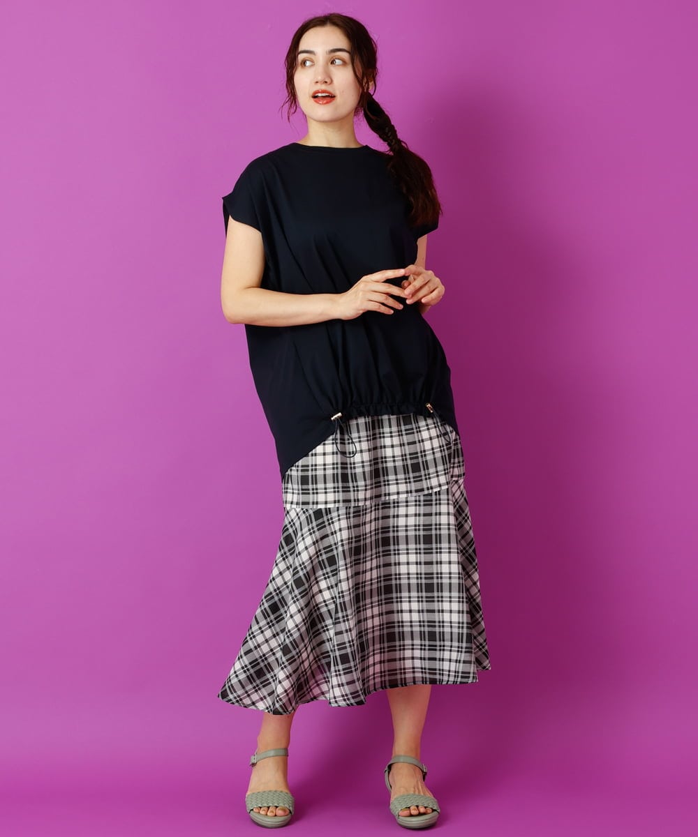 OLHIP14080 eur3(エウルキューブ) 【大きいサイズ/a.v.v×eur3】チェック柄マーメイドスカート ブラック(94)