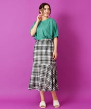 OLHIP14080 eur3(エウルキューブ) 【大きいサイズ/a.v.v×eur3】チェック柄マーメイドスカート ブラック(94)