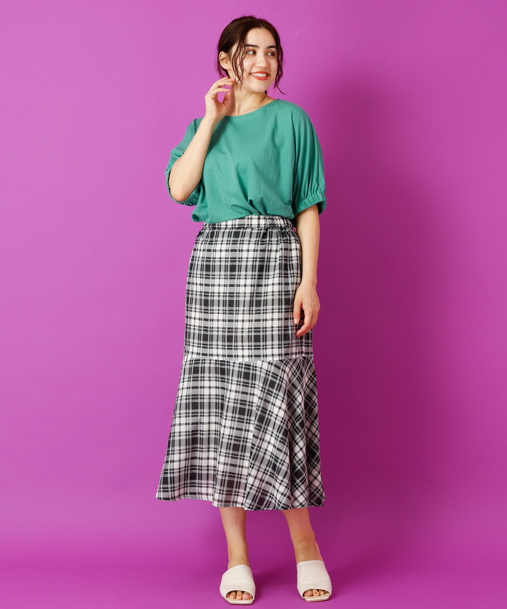 OLHIP14080 eur3(エウルキューブ) 【大きいサイズ/a.v.v×eur3】チェック柄マーメイドスカート ブラック(94)