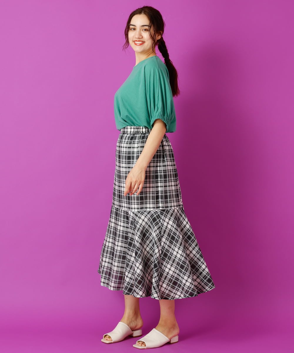 OLHIP14080 eur3(エウルキューブ) 【大きいサイズ/a.v.v×eur3】チェック柄マーメイドスカート ブラック(94)