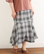 OLHIP14080 eur3(エウルキューブ) 【大きいサイズ/a.v.v×eur3】チェック柄マーメイドスカート ブラック(94)
