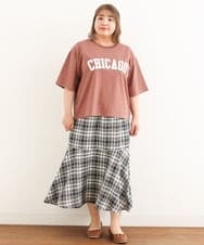 OLHIP14080 eur3(エウルキューブ) 【大きいサイズ/a.v.v×eur3】チェック柄マーメイドスカート ブラック(94)