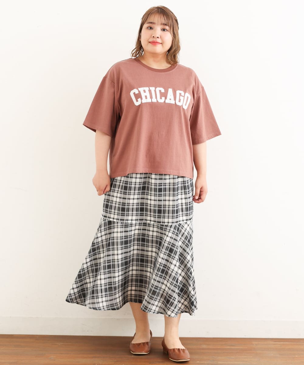 OLHIP14080 eur3(エウルキューブ) 【大きいサイズ/a.v.v×eur3】チェック柄マーメイドスカート ブラック(94)