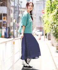 OLHIP15090 eur3(エウルキューブ) 【大きいサイズ】ドット柄マーメイドフレアスカート ブルー(55)