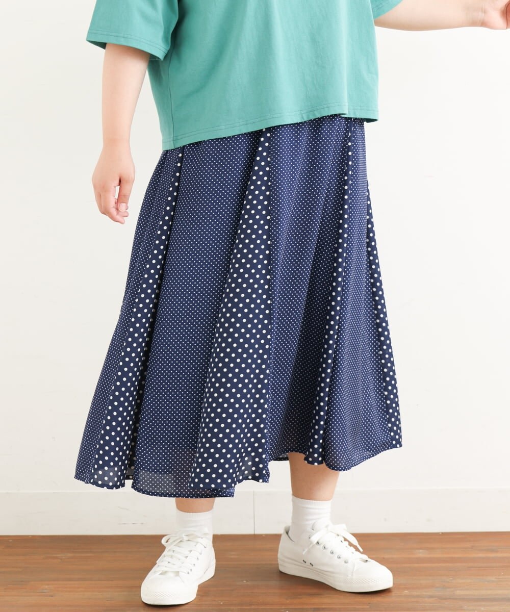 OLHIP15090 eur3(エウルキューブ) 【大きいサイズ】ドット柄マーメイドフレアスカート ブルー(55)