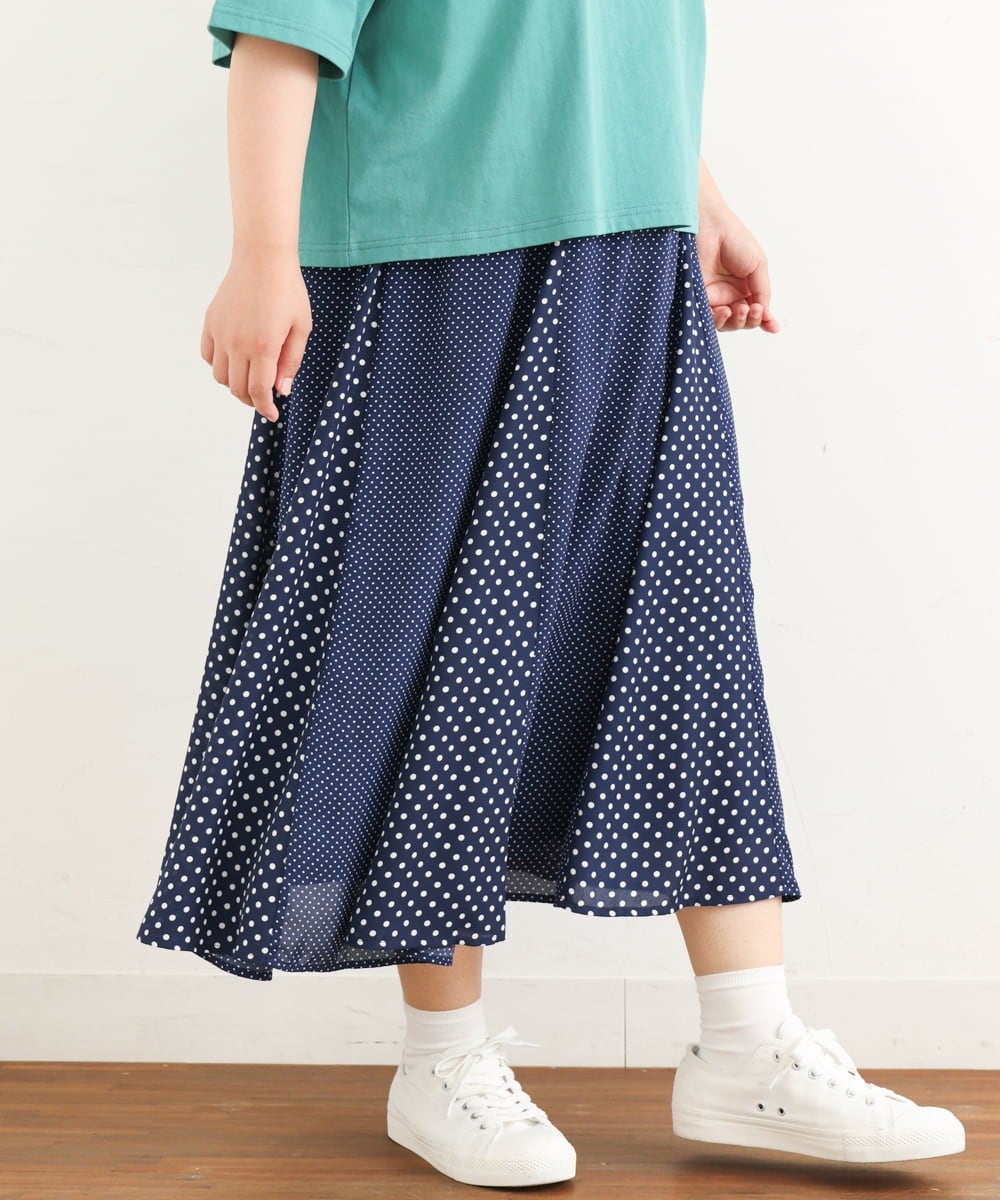 OLHIP15090 eur3(エウルキューブ) 【大きいサイズ】ドット柄マーメイドフレアスカート ブルー(55)