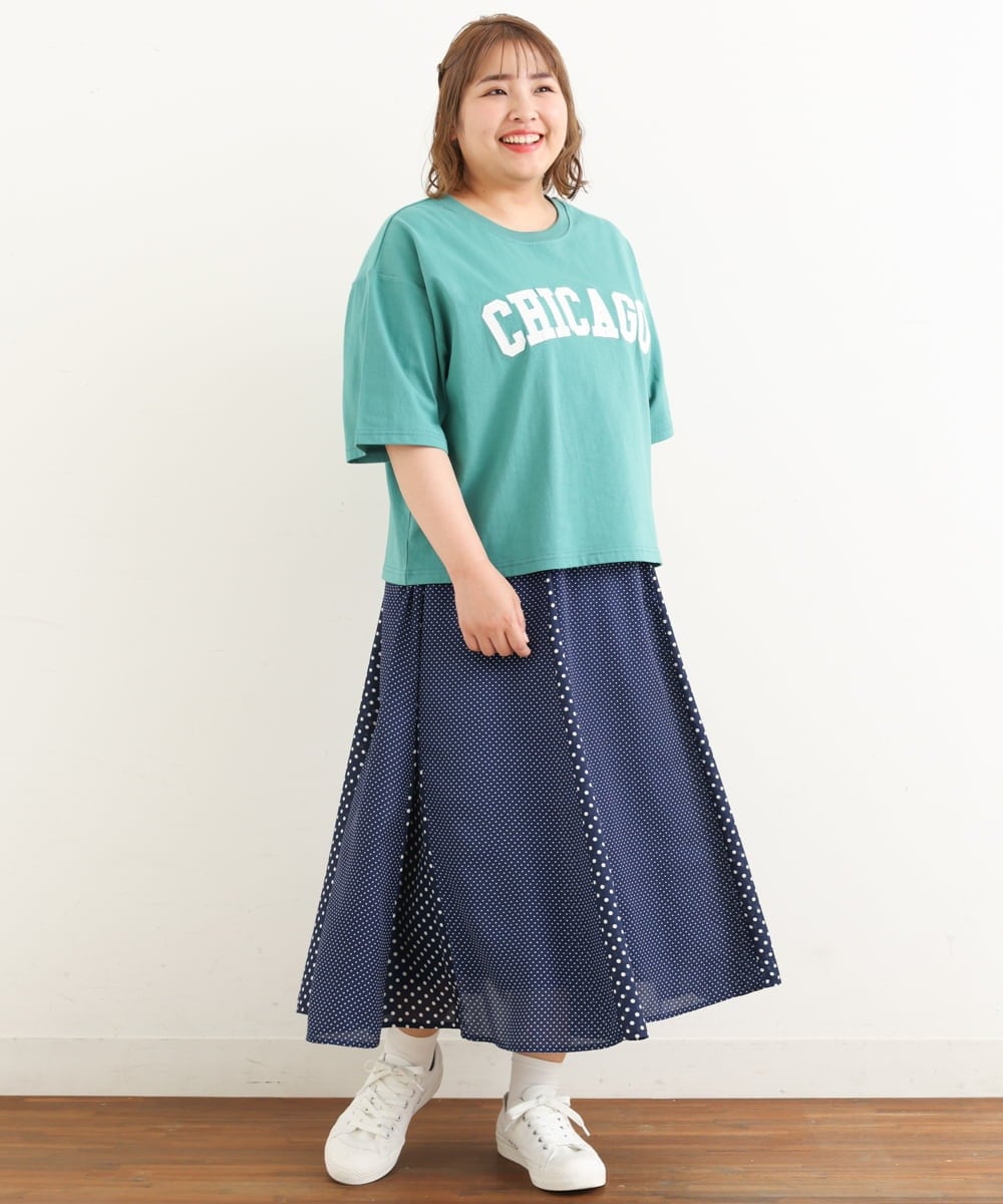 OLHIP15090 eur3(エウルキューブ) 【大きいサイズ】ドット柄マーメイドフレアスカート ブルー(55)