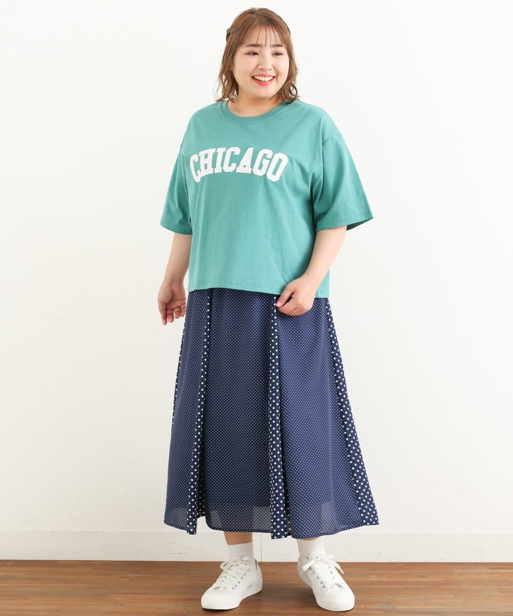 OLHIP15090 eur3(エウルキューブ) 【大きいサイズ】ドット柄マーメイドフレアスカート ブルー(55)