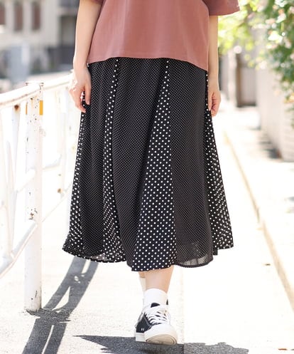 OLHIP15090 eur3 【大きいサイズ】ドット柄マーメイドフレアスカート