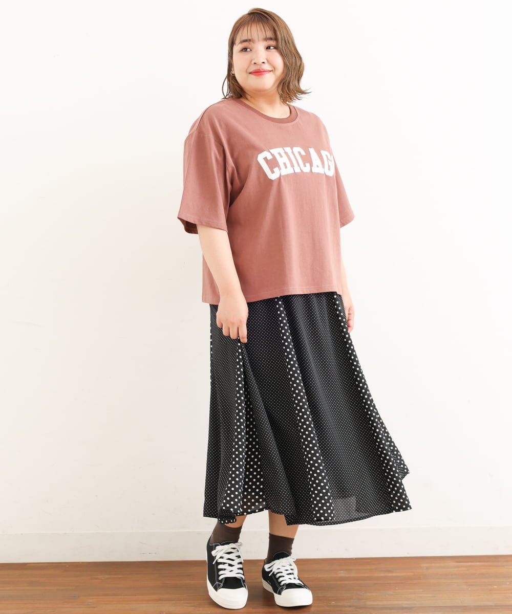 OLHIP15090 eur3(エウルキューブ) 【大きいサイズ】ドット柄マーメイドフレアスカート ブラック(94)