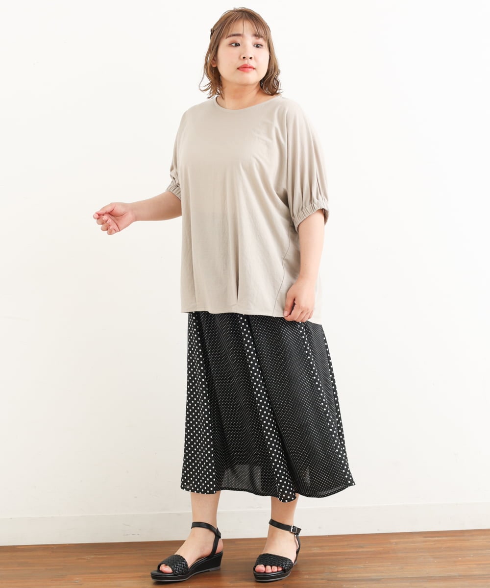 OLHIP15090 eur3(エウルキューブ) 【大きいサイズ】ドット柄マーメイドフレアスカート ブラック(94)