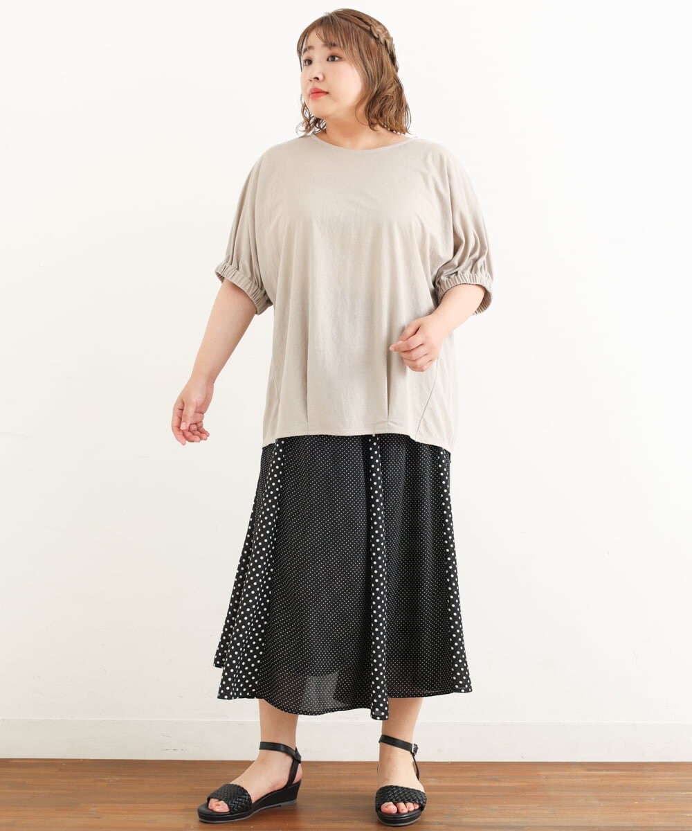 OLHIP15090 eur3(エウルキューブ) 【大きいサイズ】ドット柄マーメイドフレアスカート ブラック(94)