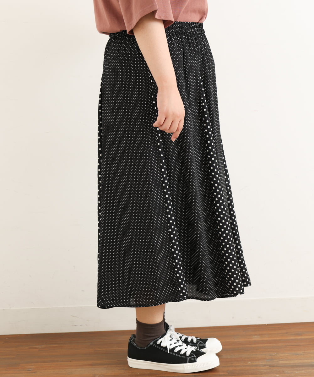 OLHIP15090 eur3(エウルキューブ) 【大きいサイズ】ドット柄マーメイドフレアスカート ブラック(94)