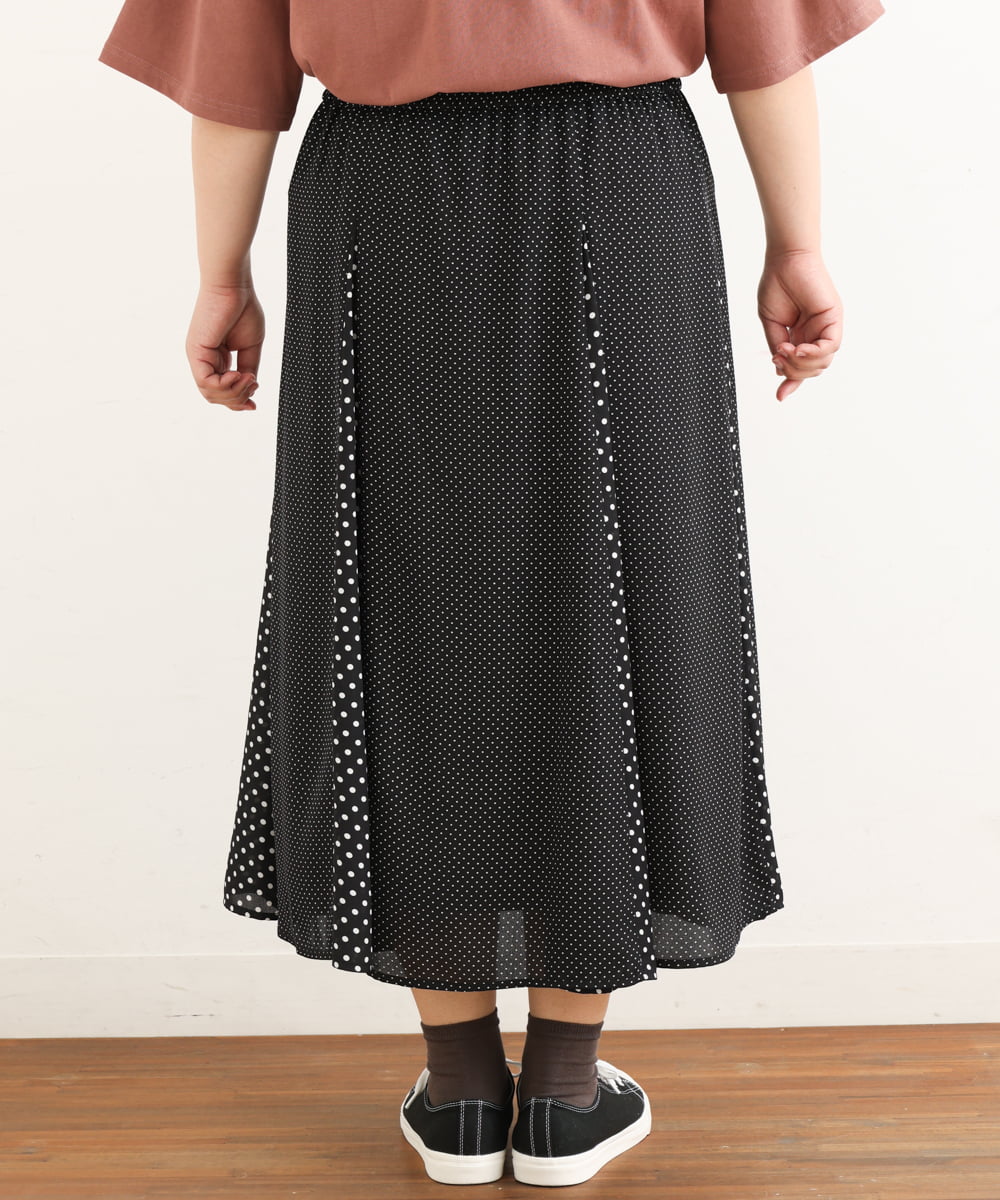 OLHIP15090 eur3(エウルキューブ) 【大きいサイズ】ドット柄マーメイドフレアスカート ブラック(94)