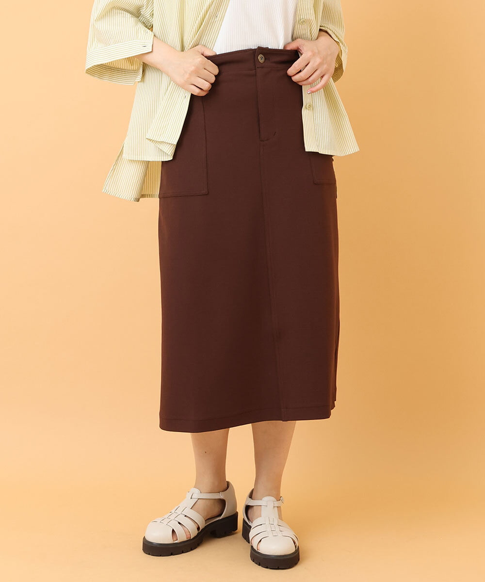 大きいサイズ】カットジョーゼットタイトスカート(ひざ丈スカート 