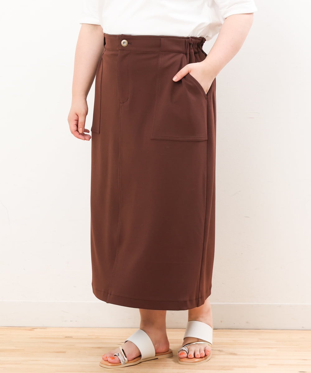OLHIS18090 eur3(エウルキューブ) 【大きいサイズ】カットジョーゼットタイトスカート ダークブラウン(87)
