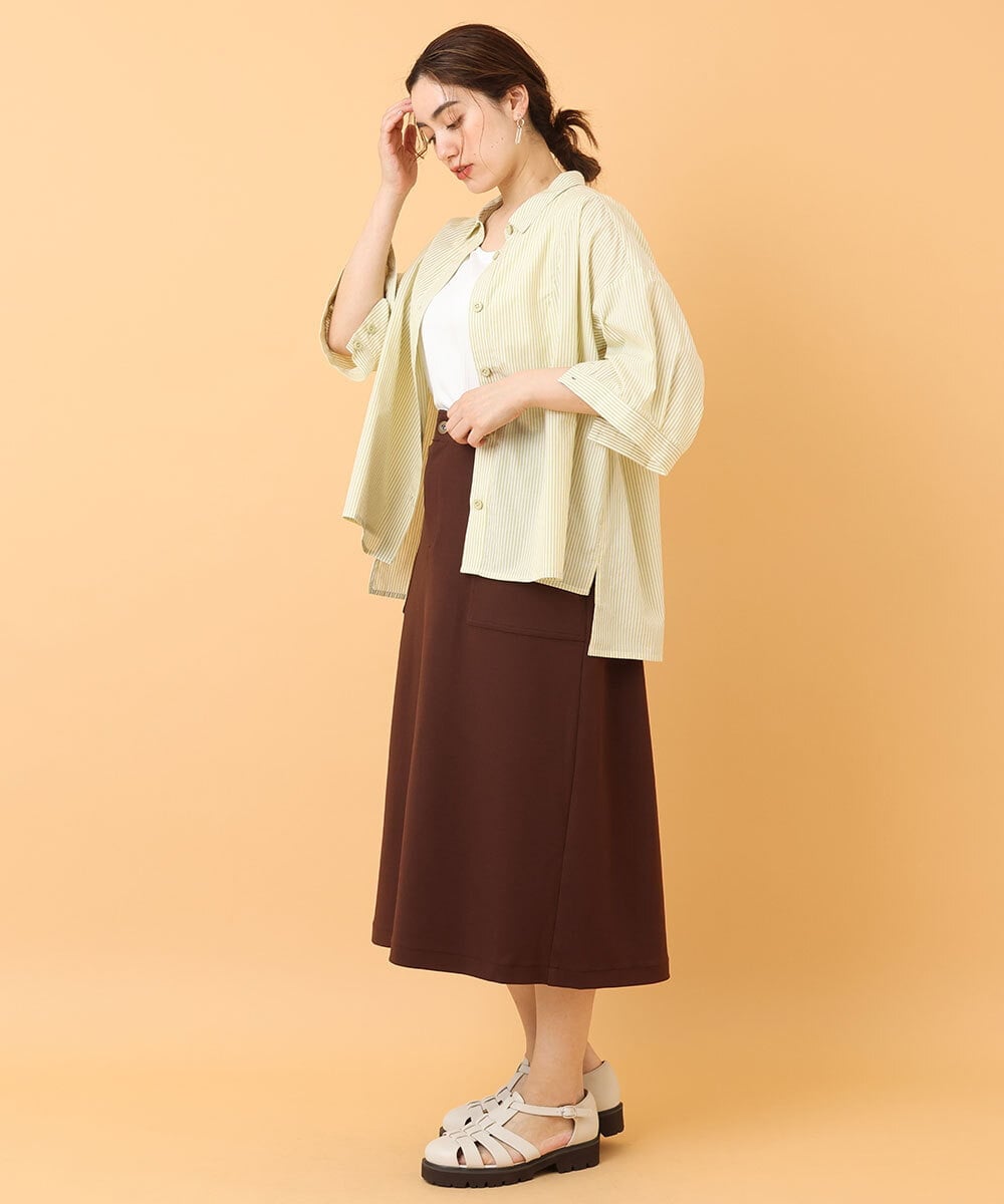 OLHIS18090 eur3(エウルキューブ) 【大きいサイズ】カットジョーゼットタイトスカート ダークブラウン(87)