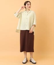 OLHIS18090 eur3(エウルキューブ) 【大きいサイズ】カットジョーゼットタイトスカート ダークブラウン(87)