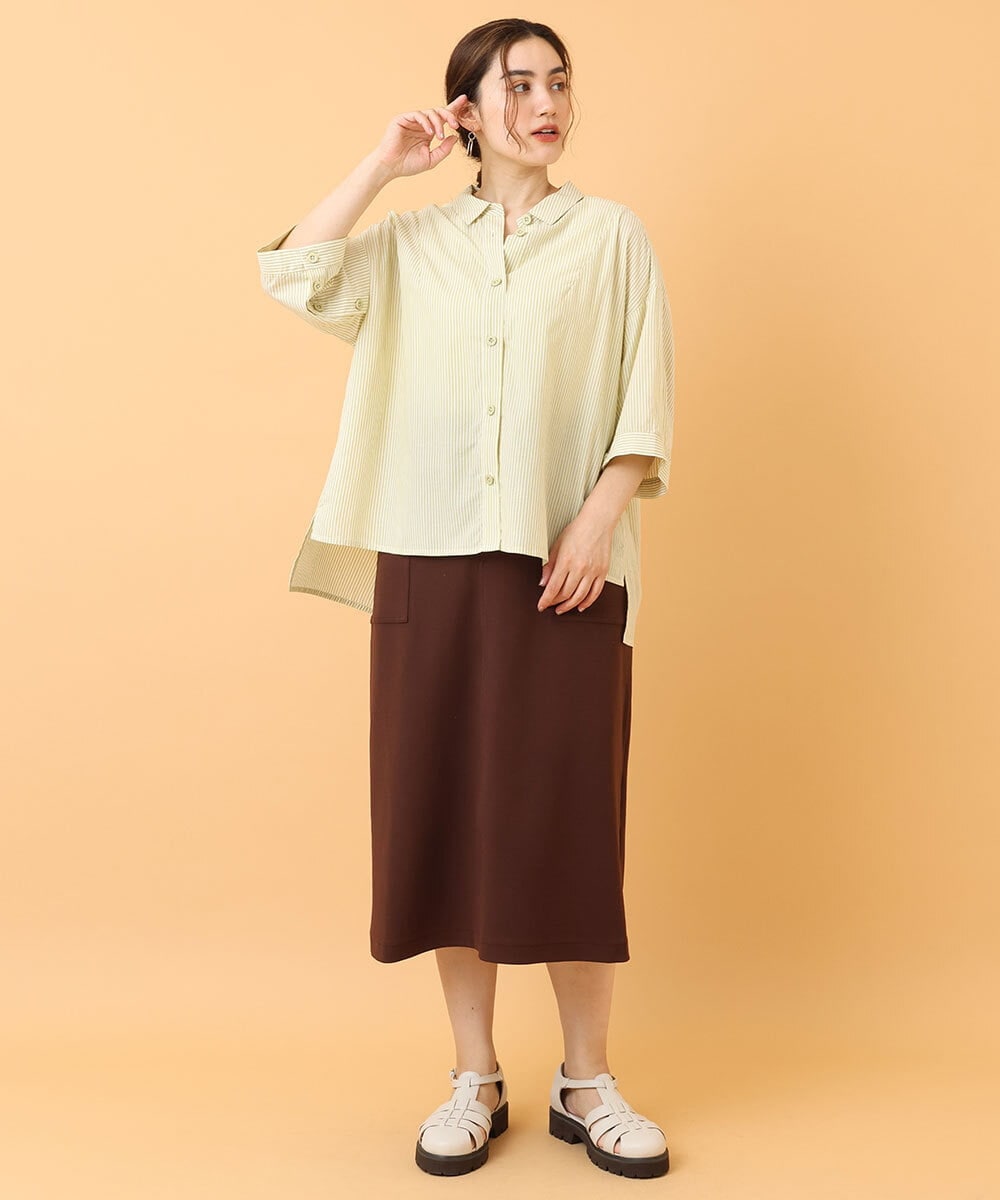 OLHIS18090 eur3(エウルキューブ) 【大きいサイズ】カットジョーゼットタイトスカート ダークブラウン(87)