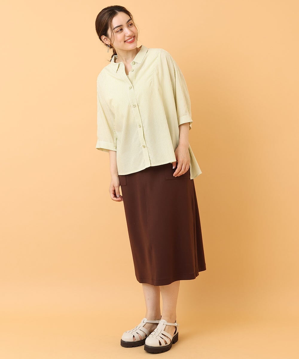 OLHIS18090 eur3(エウルキューブ) 【大きいサイズ】カットジョーゼットタイトスカート ダークブラウン(87)