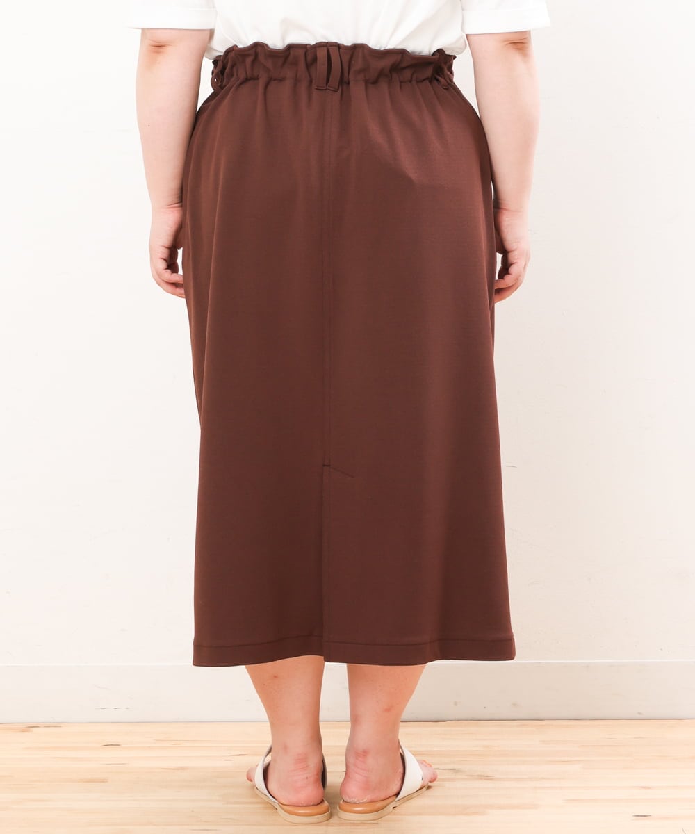 OLHIS18090 eur3(エウルキューブ) 【大きいサイズ】カットジョーゼットタイトスカート ダークブラウン(87)