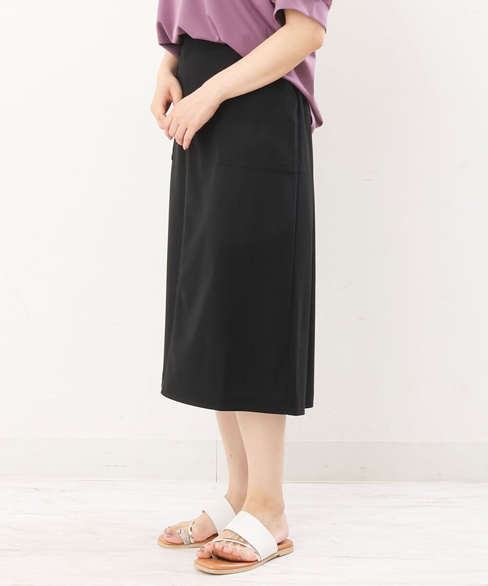 OLHIS18090 eur3(エウルキューブ) 【大きいサイズ】カットジョーゼットタイトスカート ブラック(94)