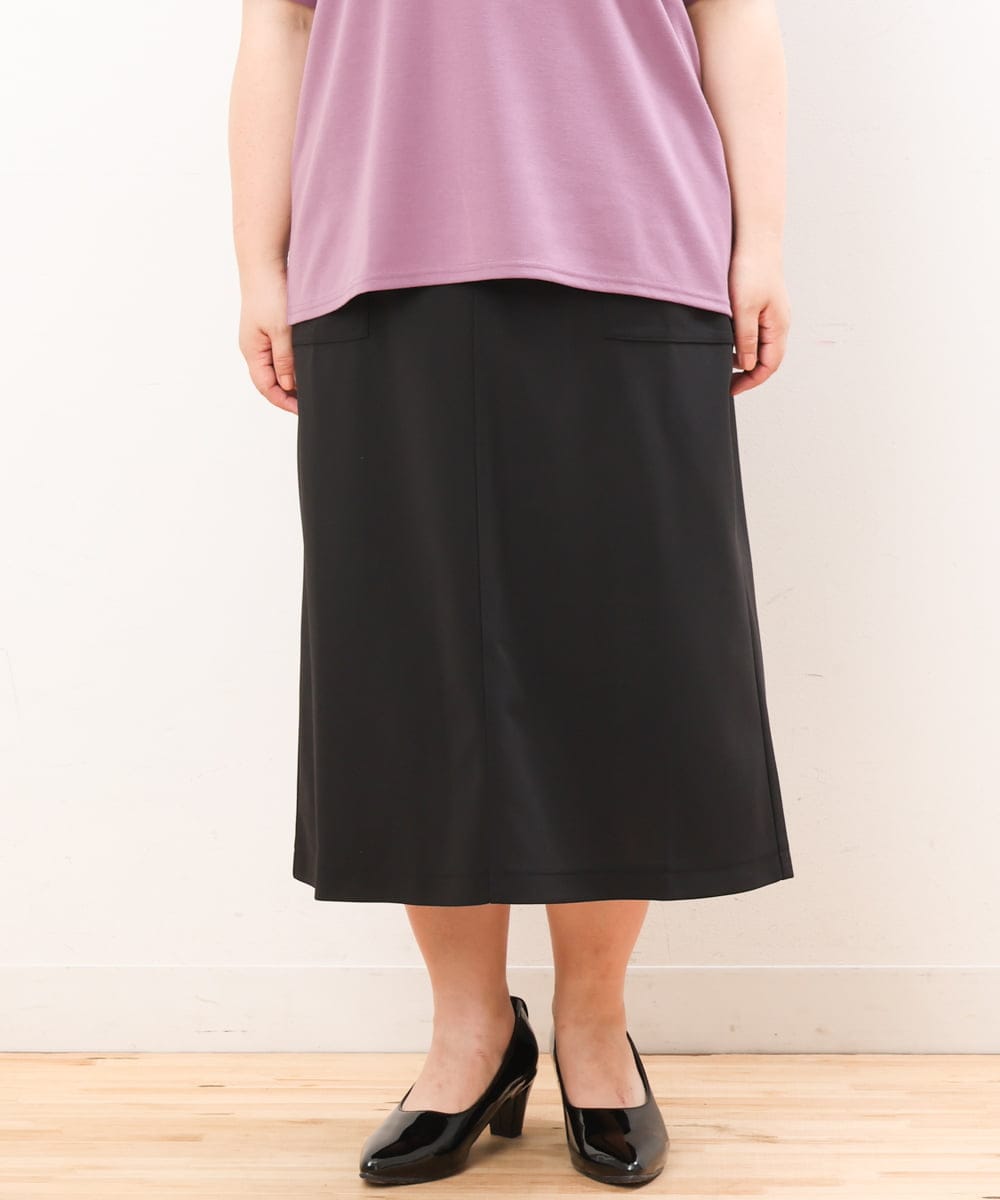 OLHIS18090 eur3(エウルキューブ) 【大きいサイズ】カットジョーゼットタイトスカート ブラック(94)