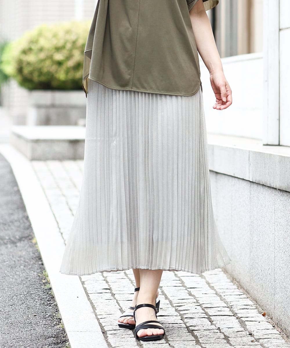 OLHIV01129 eur3(エウルキューブ) 【大きいサイズ】プリーツスカート シルバー(96)
