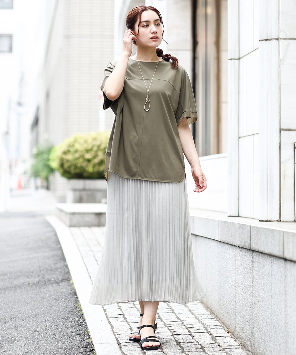 OLHIV01129 eur3(エウルキューブ) 【大きいサイズ】プリーツスカート シルバー(96)