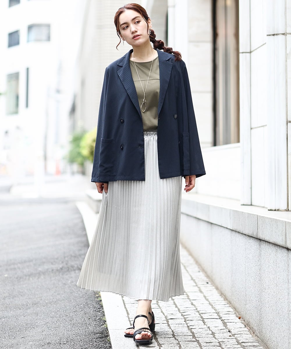 OLHIV01129 eur3(エウルキューブ) 【大きいサイズ】プリーツスカート シルバー(96)