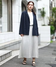 OLHIV01129 eur3(エウルキューブ) 【大きいサイズ】プリーツスカート シルバー(96)