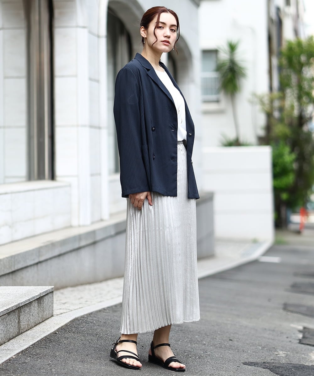 OLHIV01129 eur3(エウルキューブ) 【大きいサイズ】プリーツスカート シルバー(96)