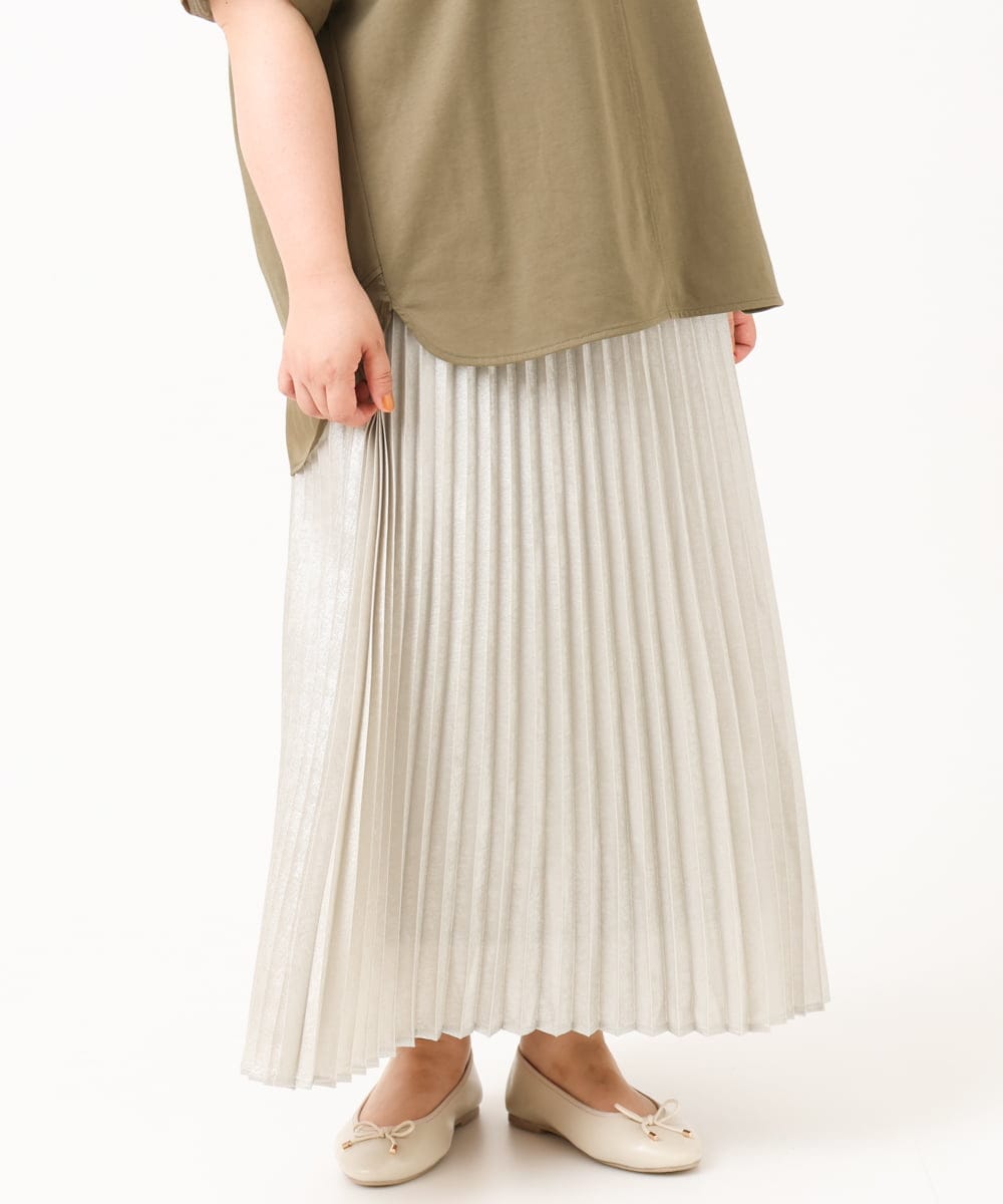 OLHIV01129 eur3(エウルキューブ) 【大きいサイズ】プリーツスカート シルバー(96)