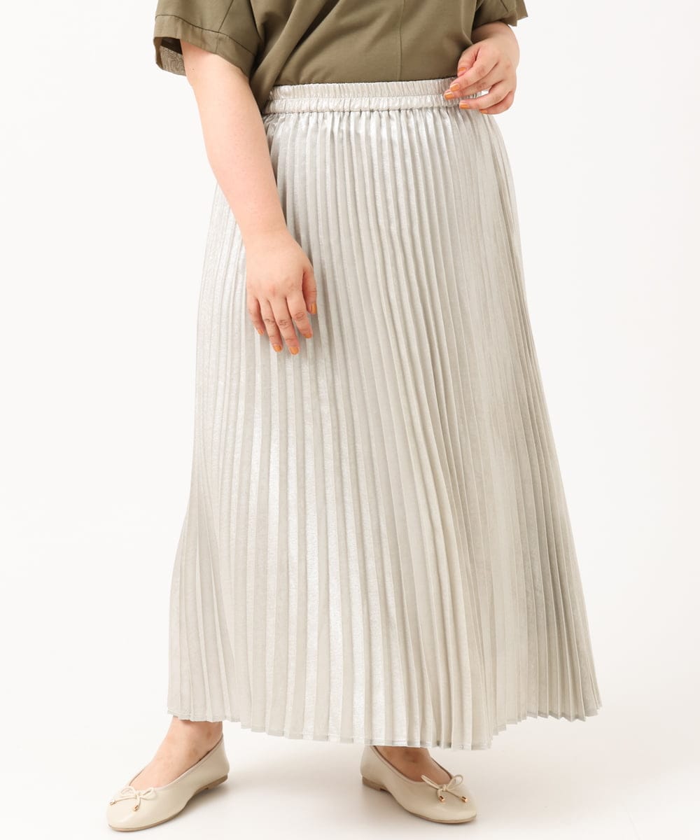 OLHIV01129 eur3(エウルキューブ) 【大きいサイズ】プリーツスカート シルバー(96)