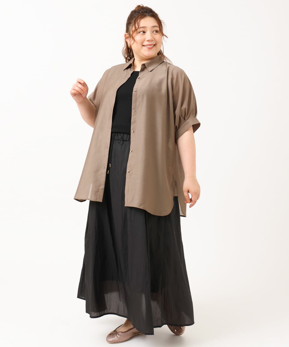 OLHIV17129 eur3(エウルキューブ) 【大きいサイズ】シアーオーガンジースカート ブラック(94)