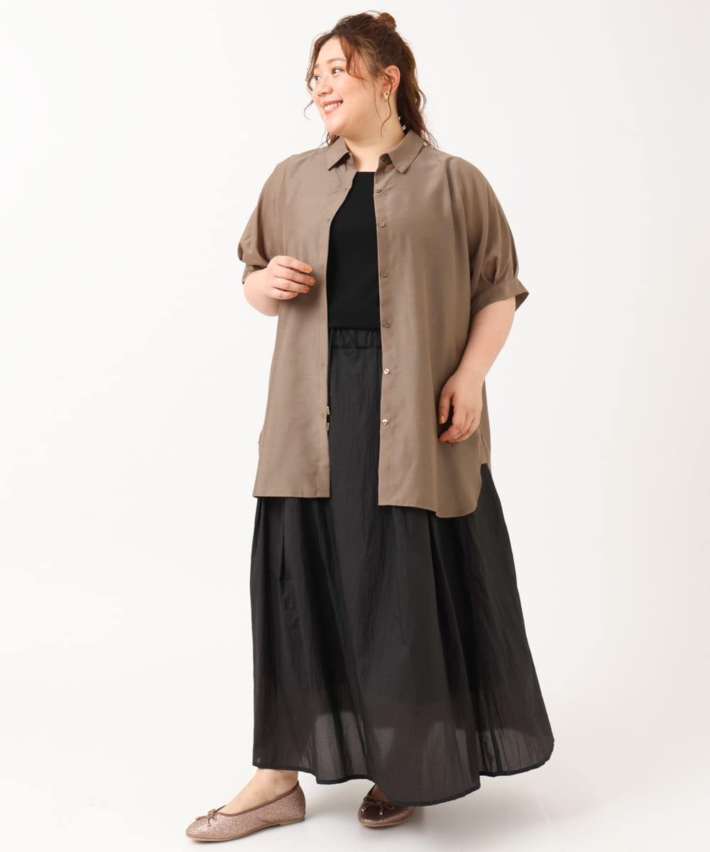 OLHIV17129 eur3(エウルキューブ) 【大きいサイズ】シアーオーガンジースカート ブラック(94)