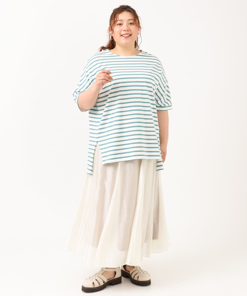 OLHIV19099 eur3(エウルキューブ) 【大きいサイズ/a.v.v×eur3】シアーシャイニースカート アイボリー(80)