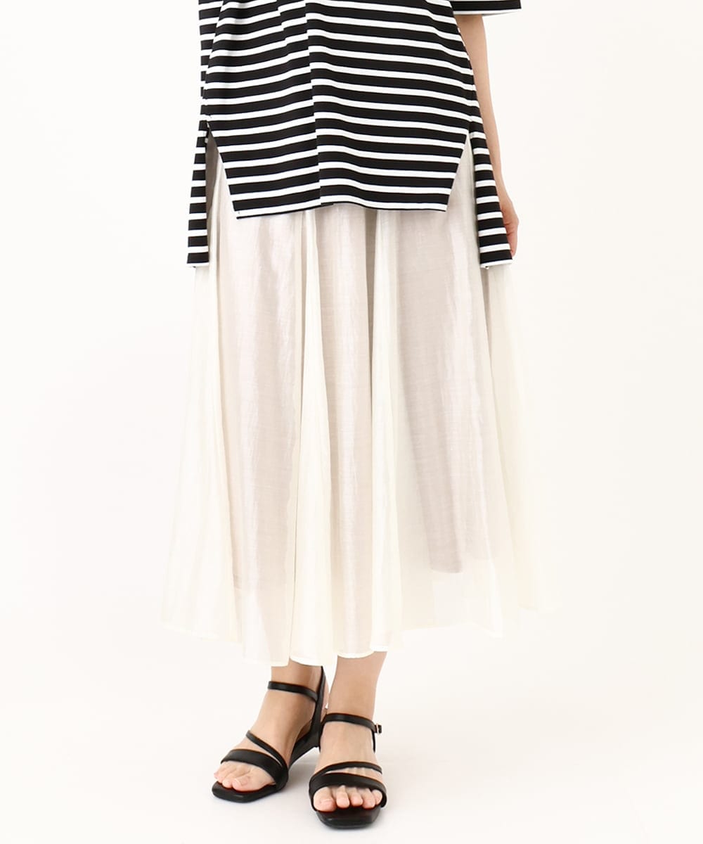 OLHIV19099 eur3(エウルキューブ) 【大きいサイズ/a.v.v×eur3】シアーシャイニースカート アイボリー(80)
